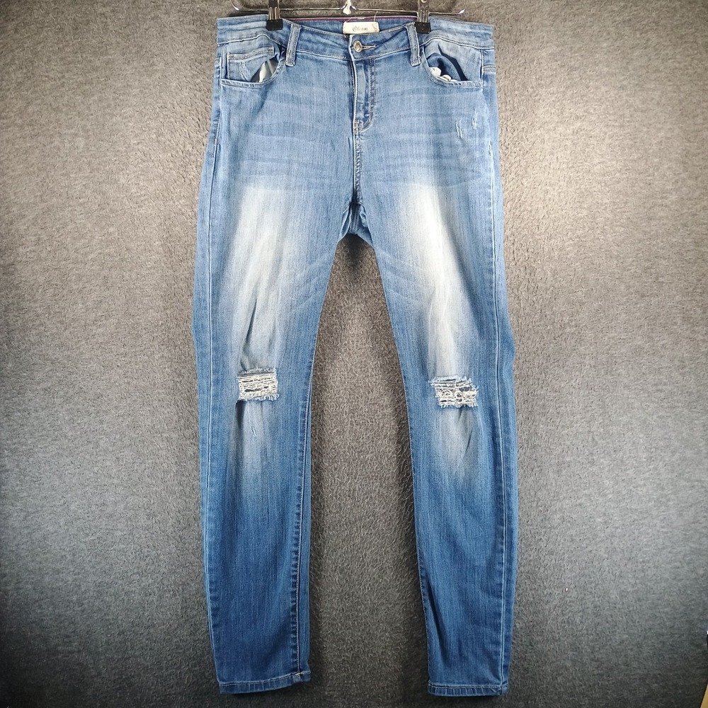 Cello Jeans Women 15 Skinny Distressed Light Wash Mid Rise Grunge Artsy